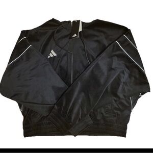 Adidas Womens Full Zip Hoodie Black/White HY0223 Velour. Size medium
